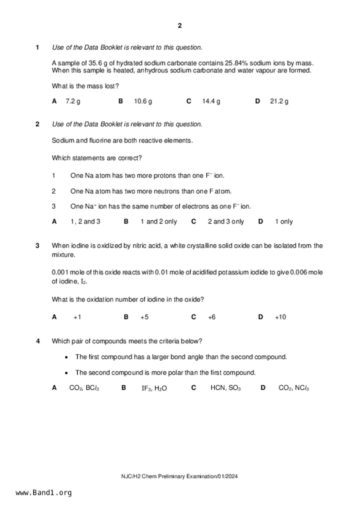 JC2Chemistry試卷
