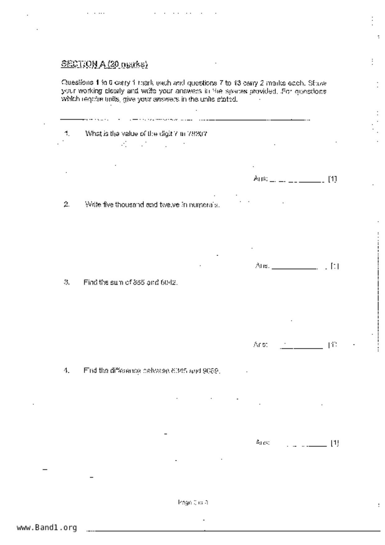 P3Maths試卷
