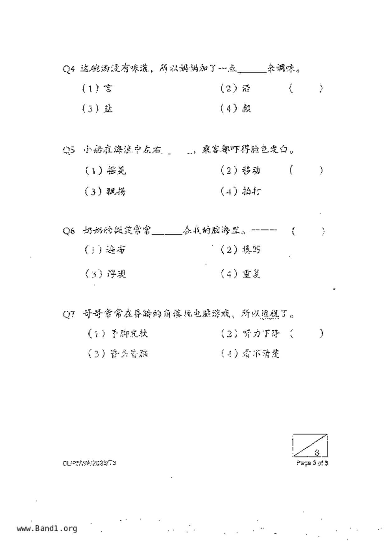P5Chinese試卷