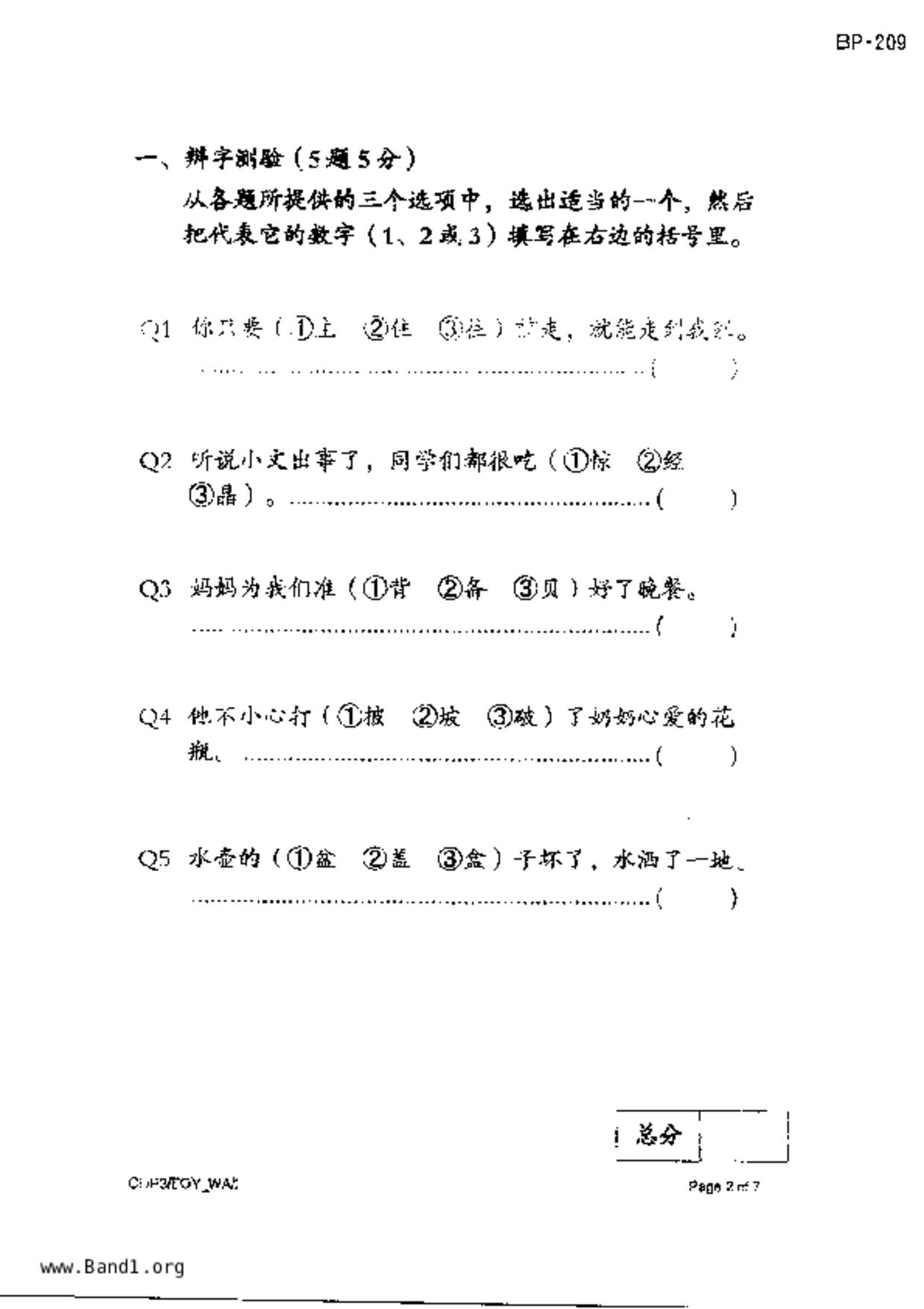 P3Chinese試卷