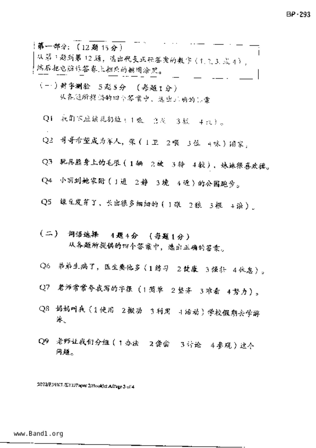 P3Chinese試卷