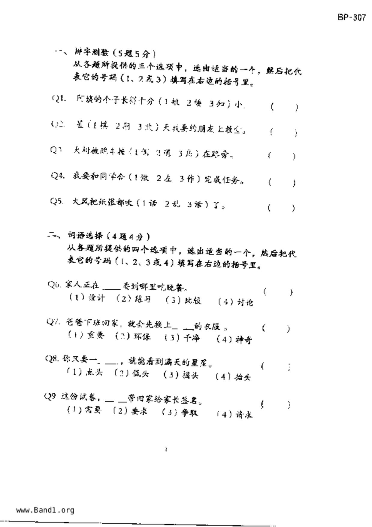 P3Chinese試卷
