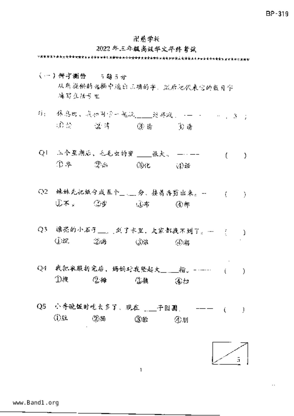P3Chinese試卷