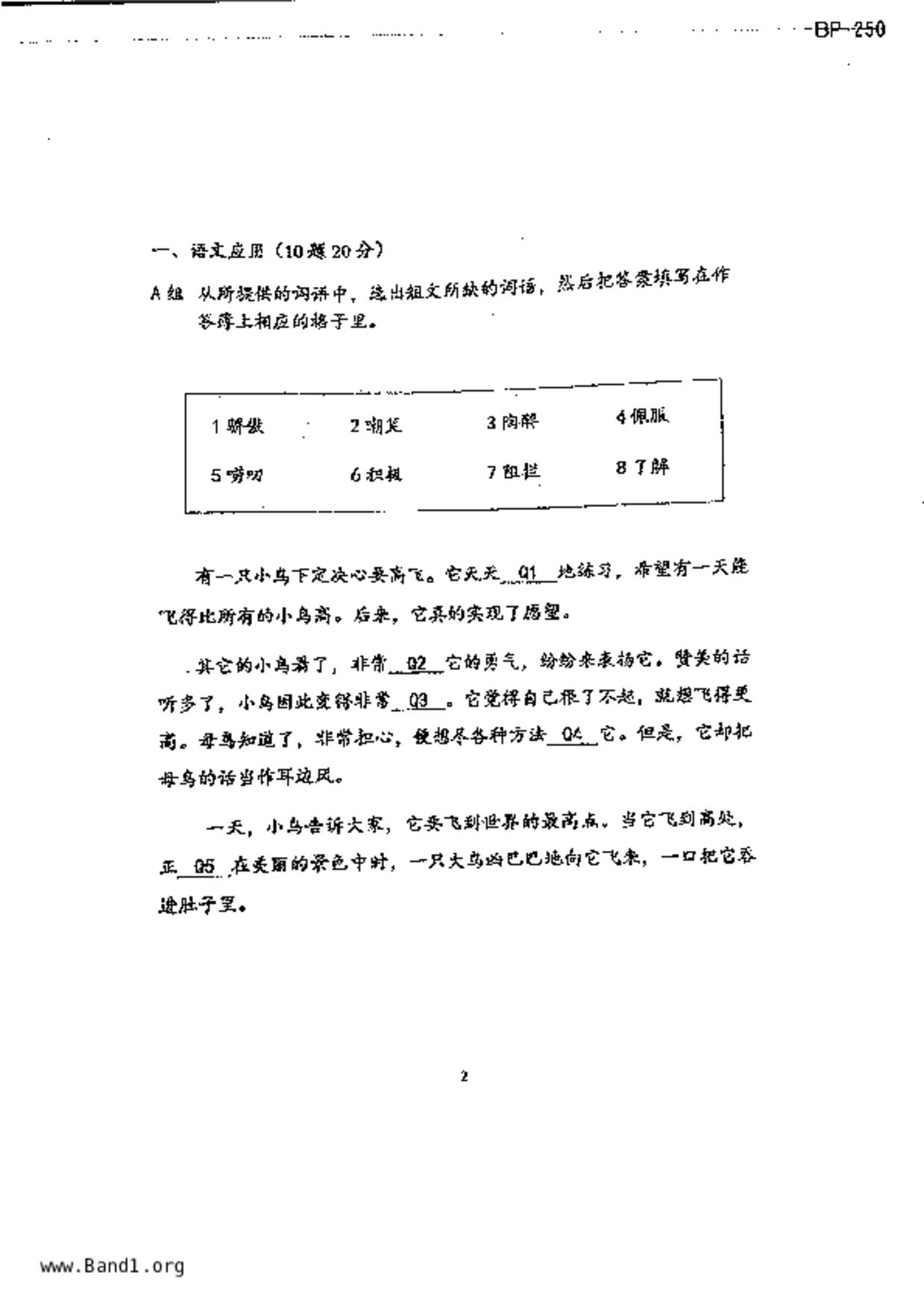 P5Higher Chinese試卷