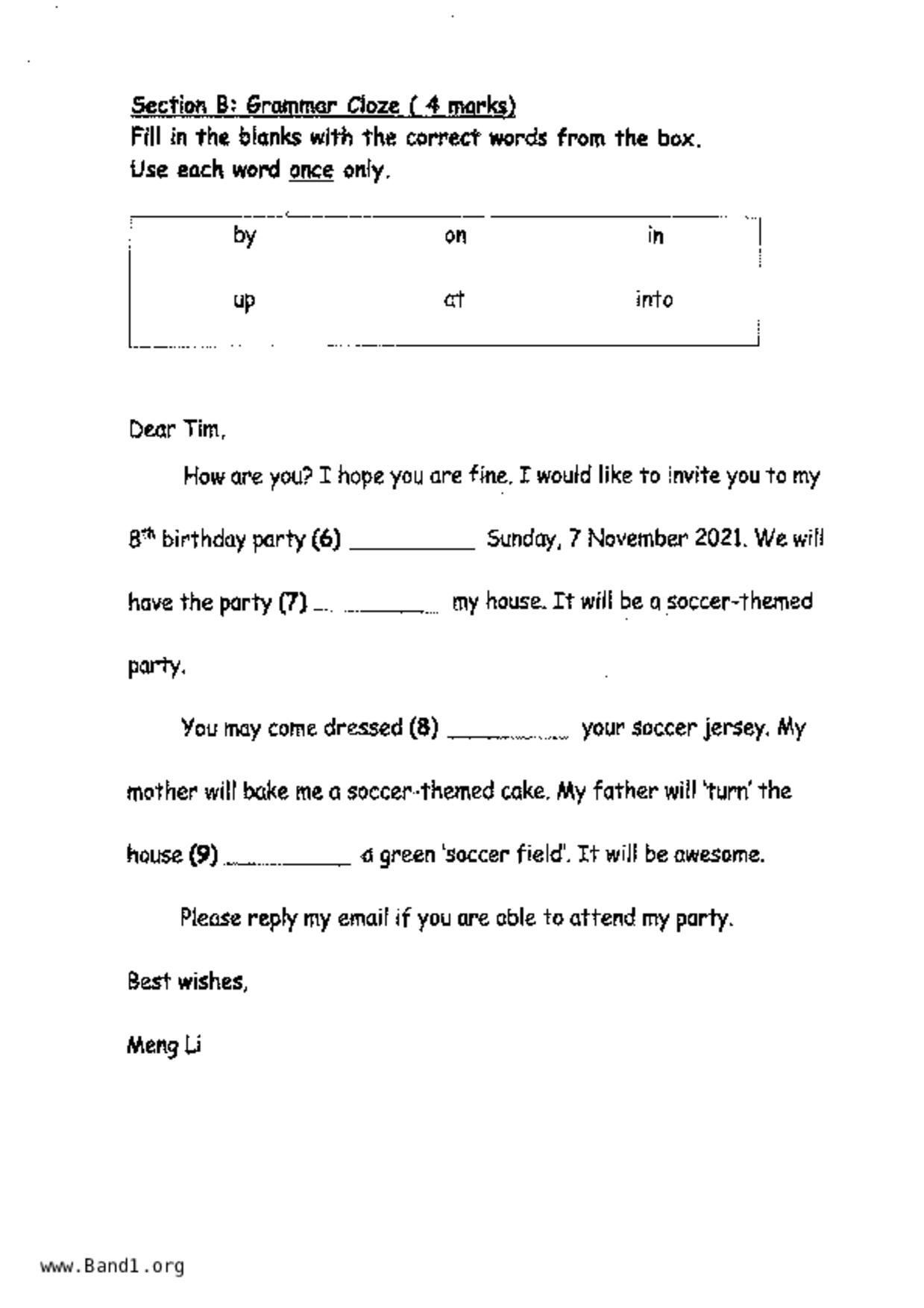 P2English試卷