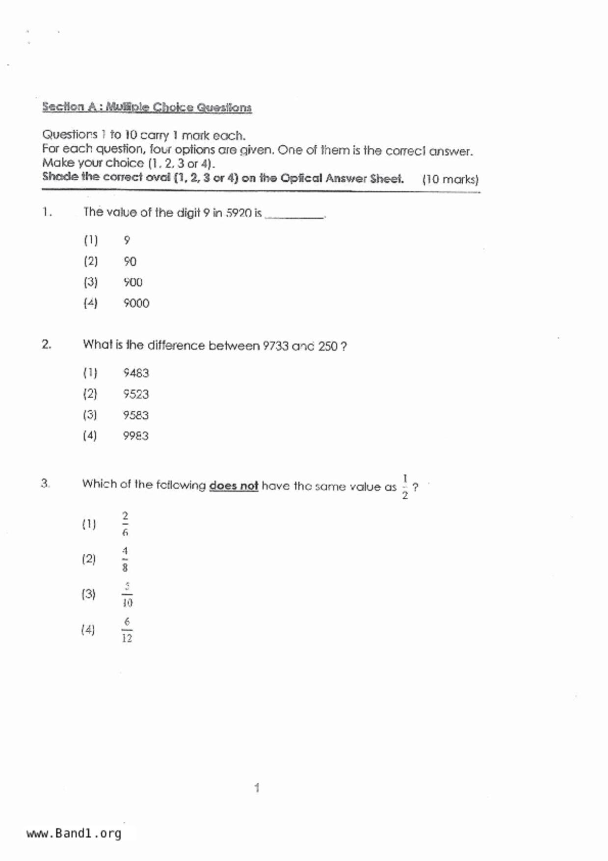 P3Maths試卷