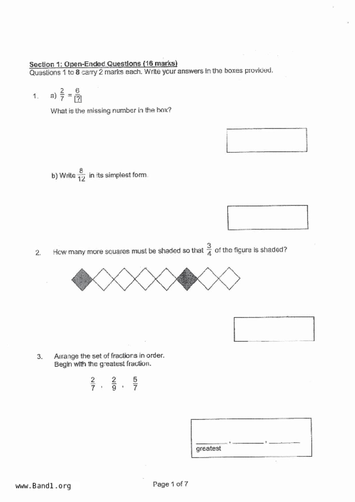P3Maths試卷