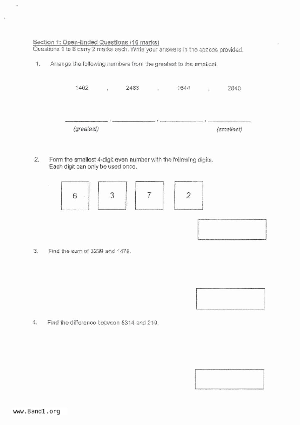 P3Maths試卷
