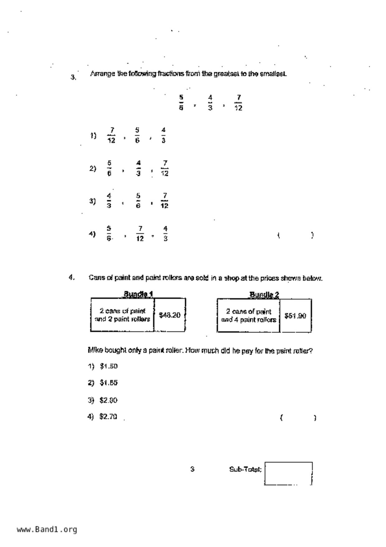 P4Maths試卷
