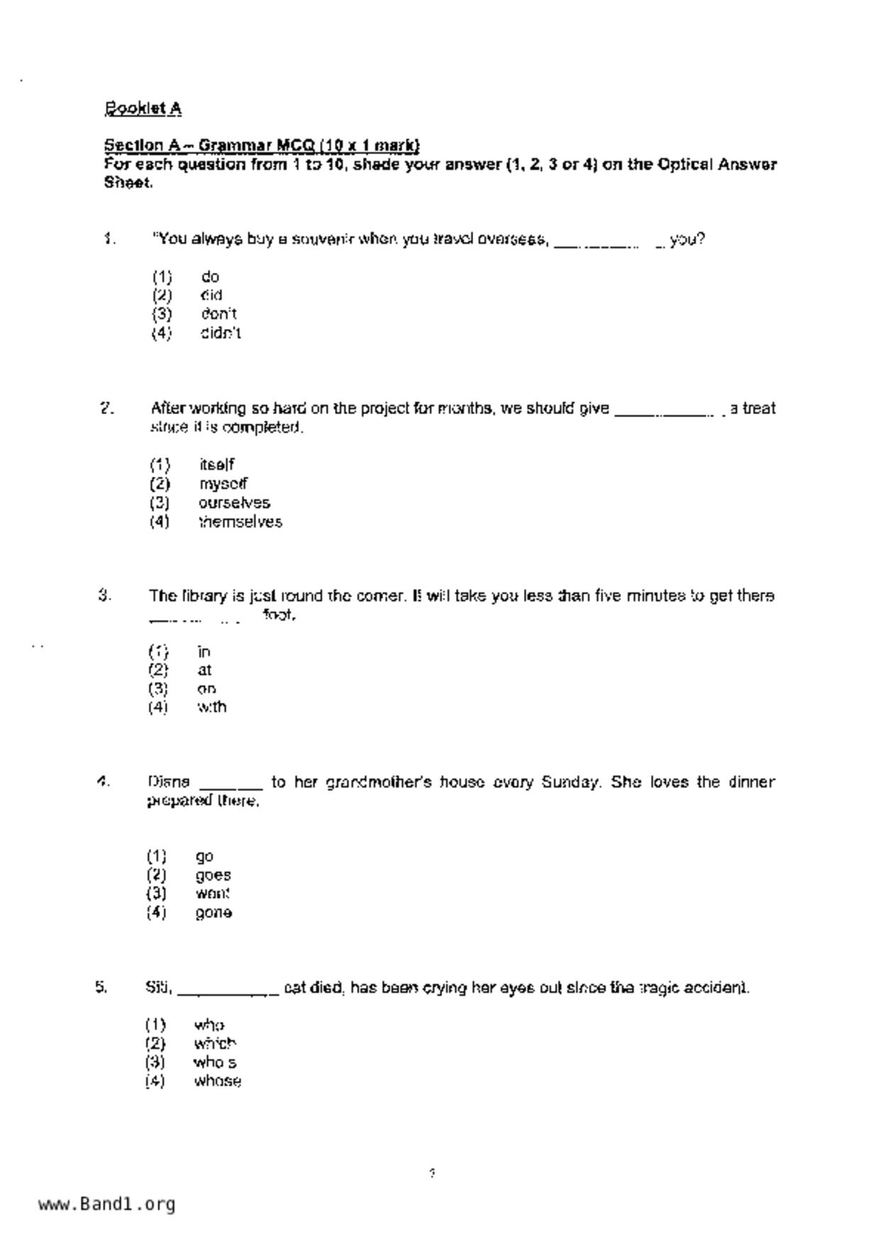 P5English試卷