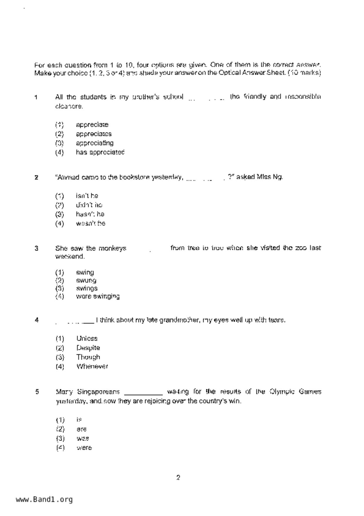 P5English試卷