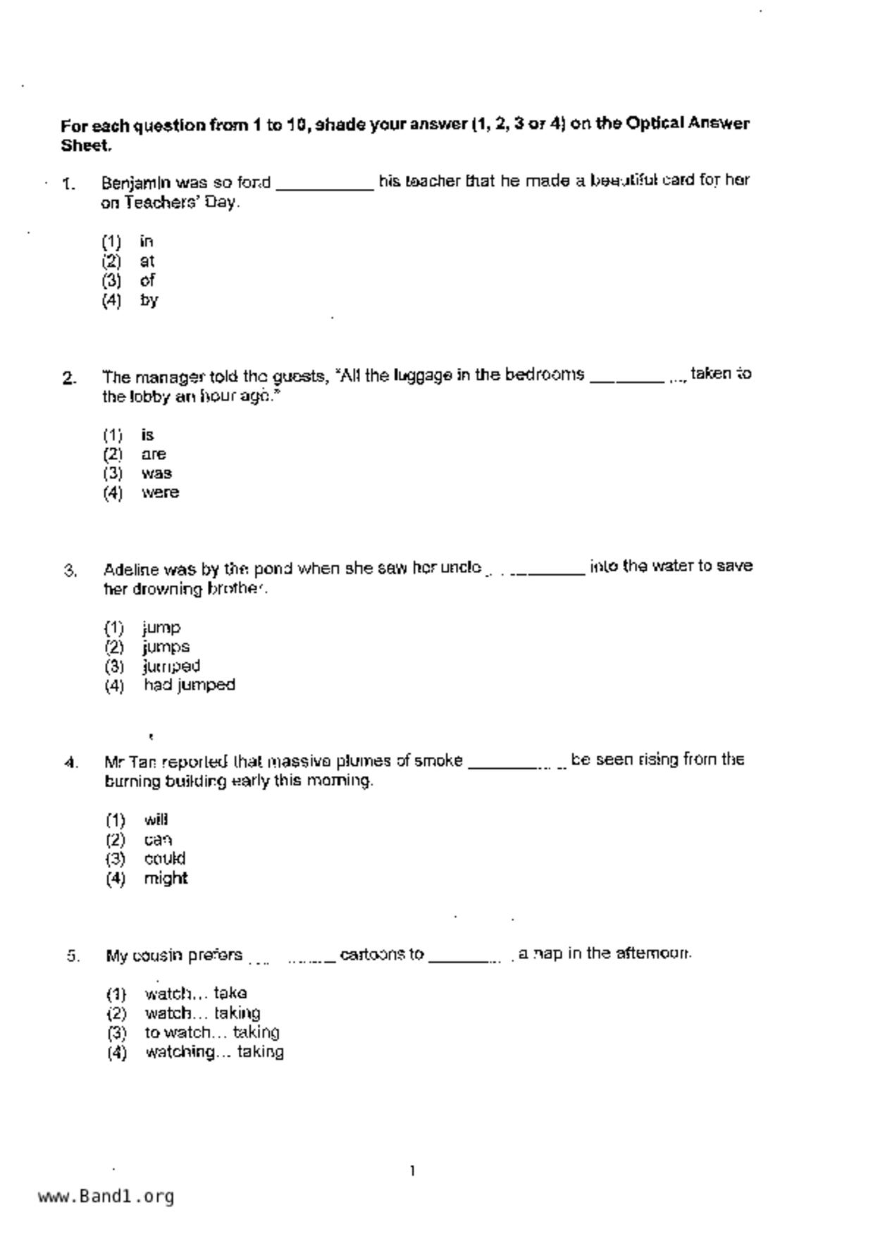 P5English試卷