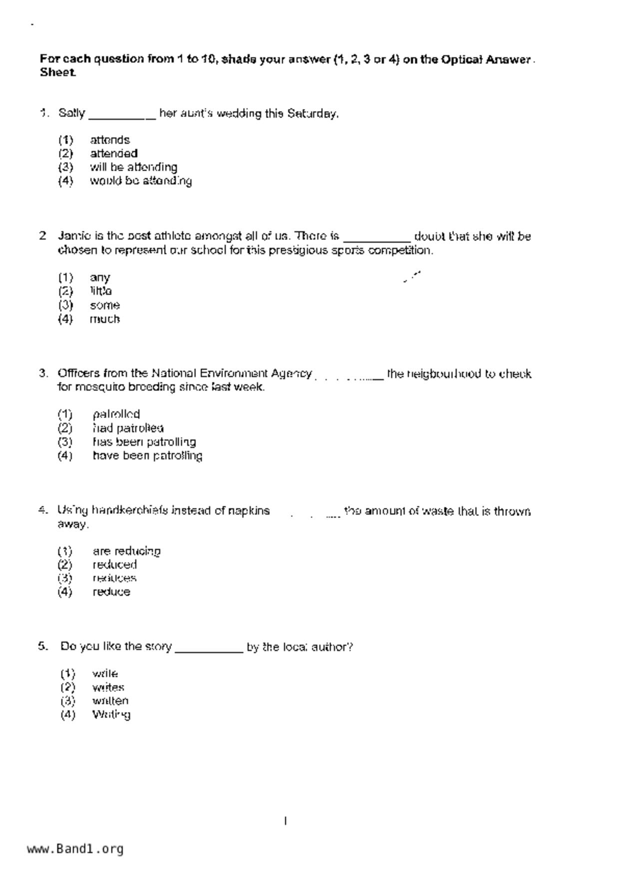 P5English試卷