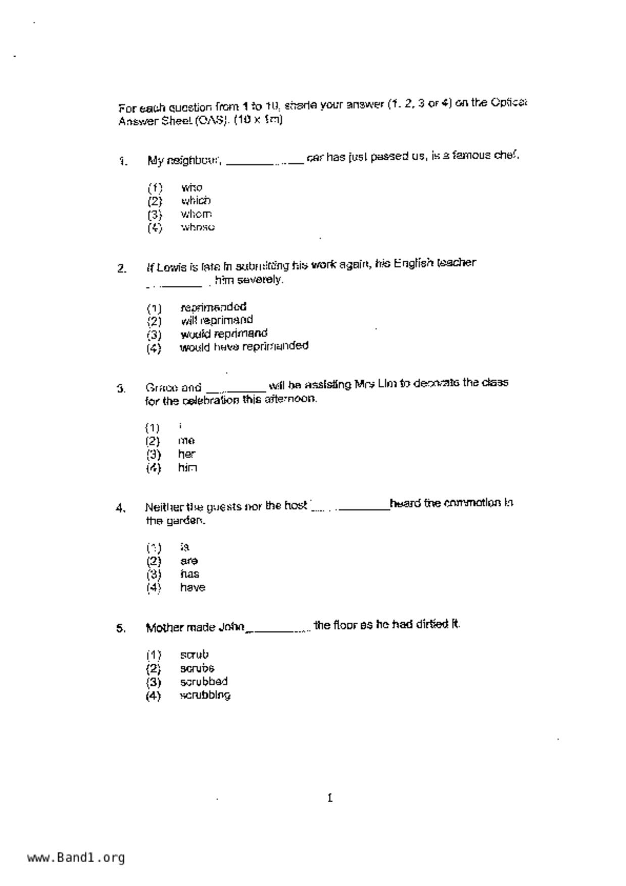 P5English試卷