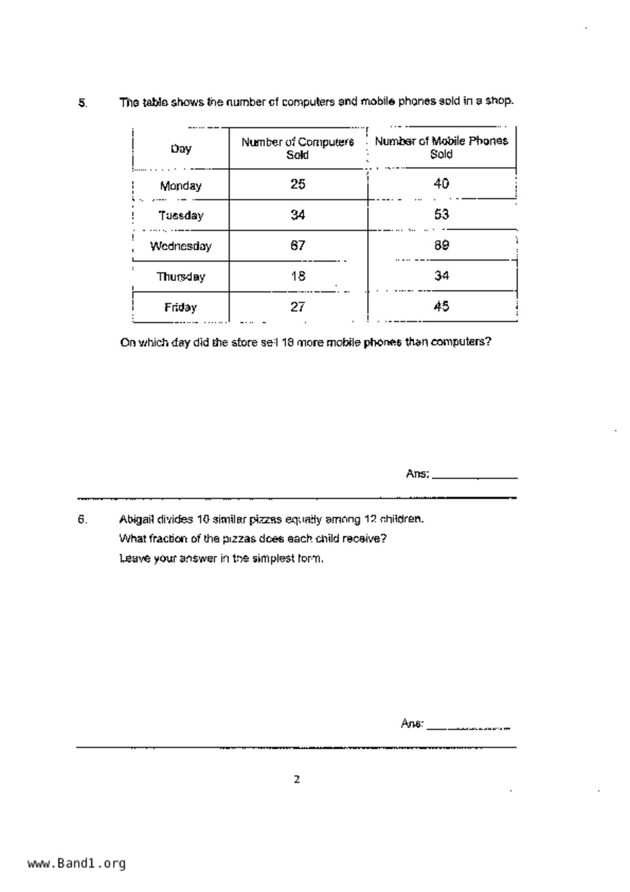 P5Maths試卷