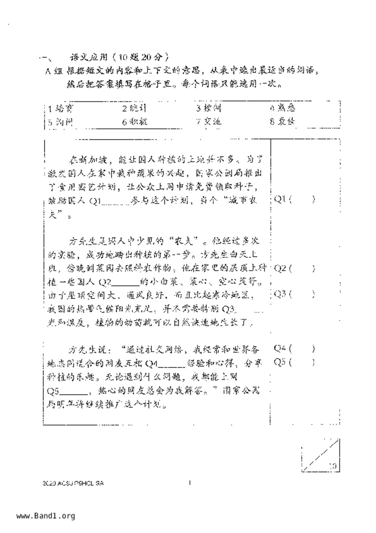P5Higher Chinese試卷