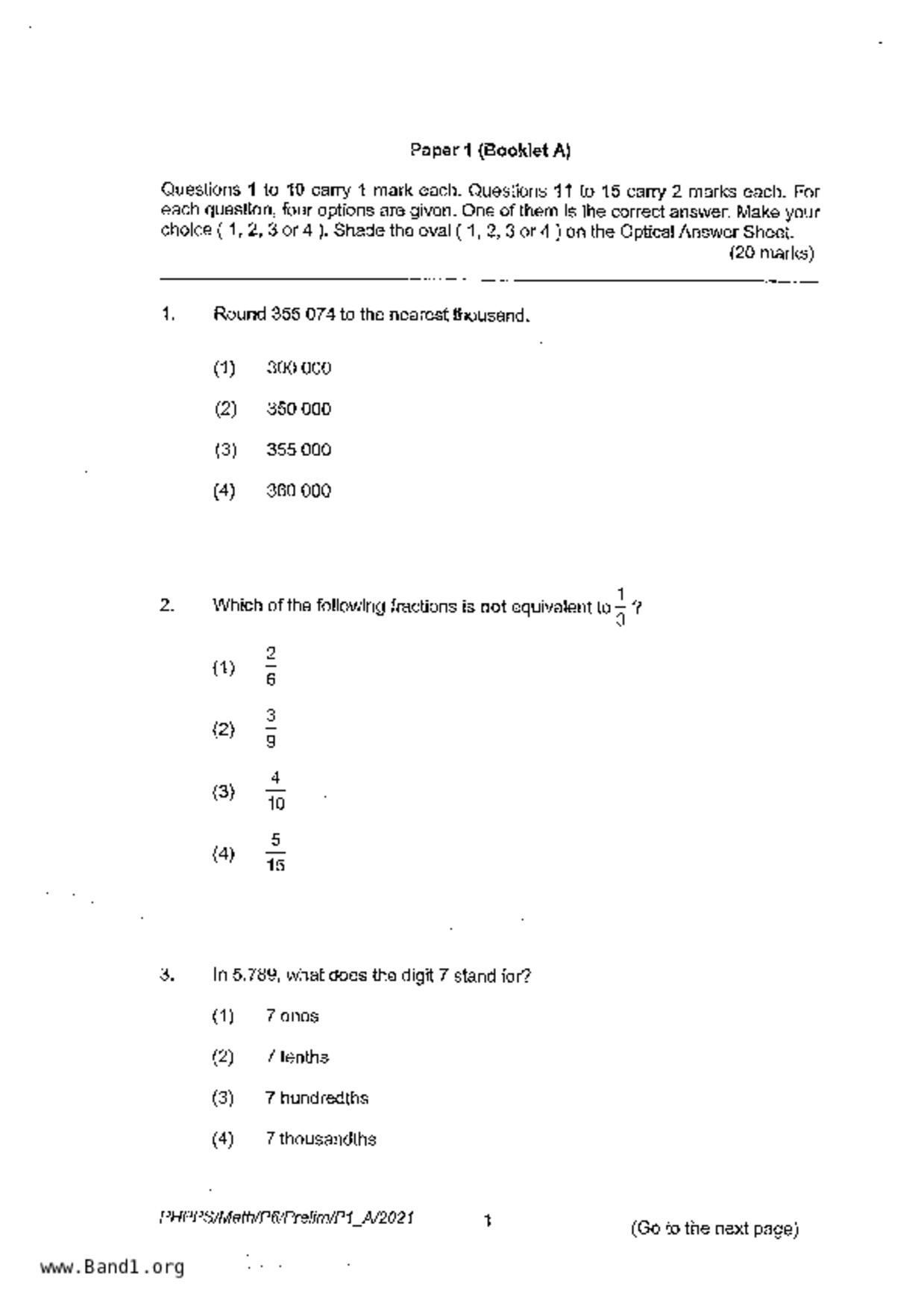 P6Maths試卷