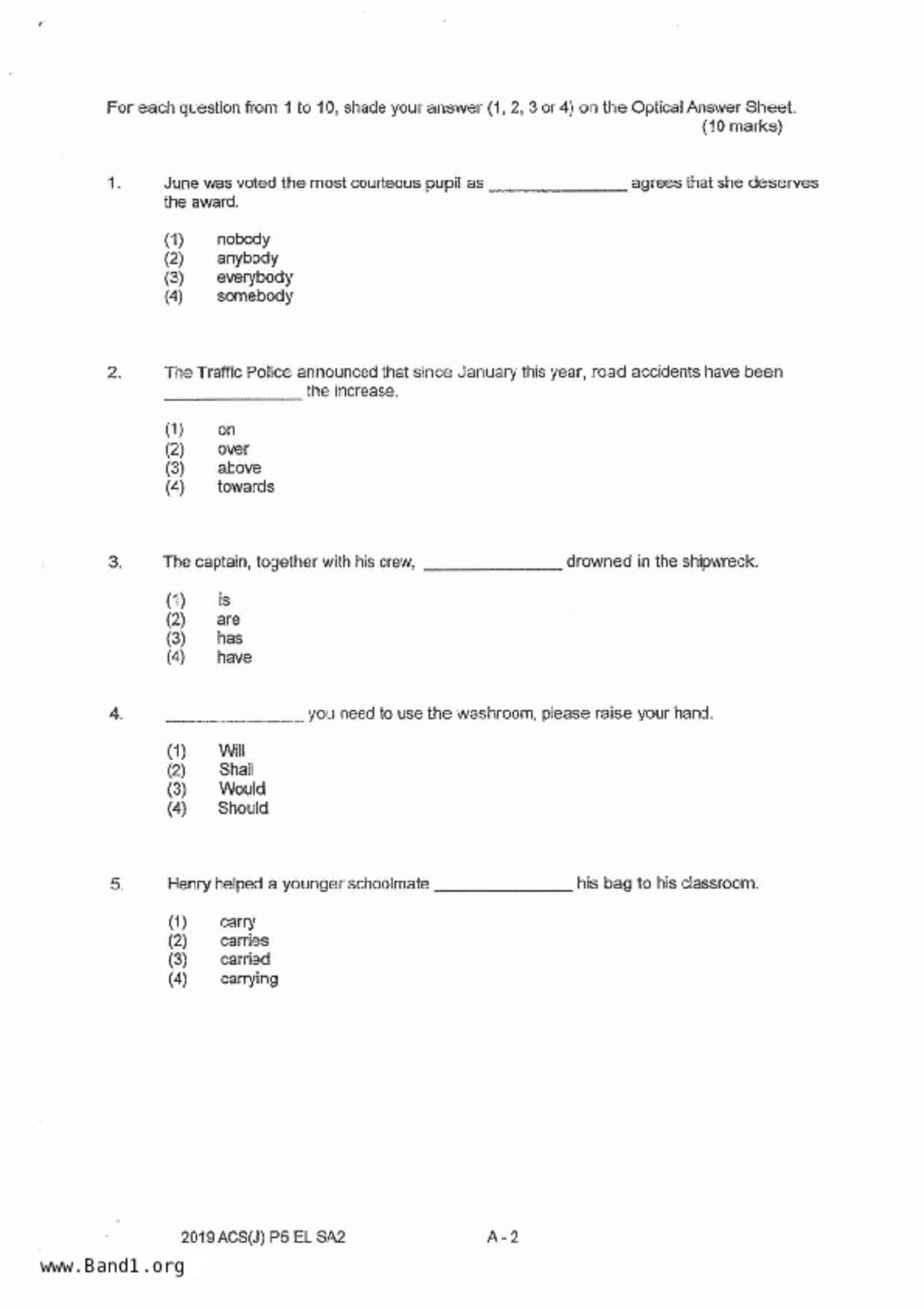 P5English試卷