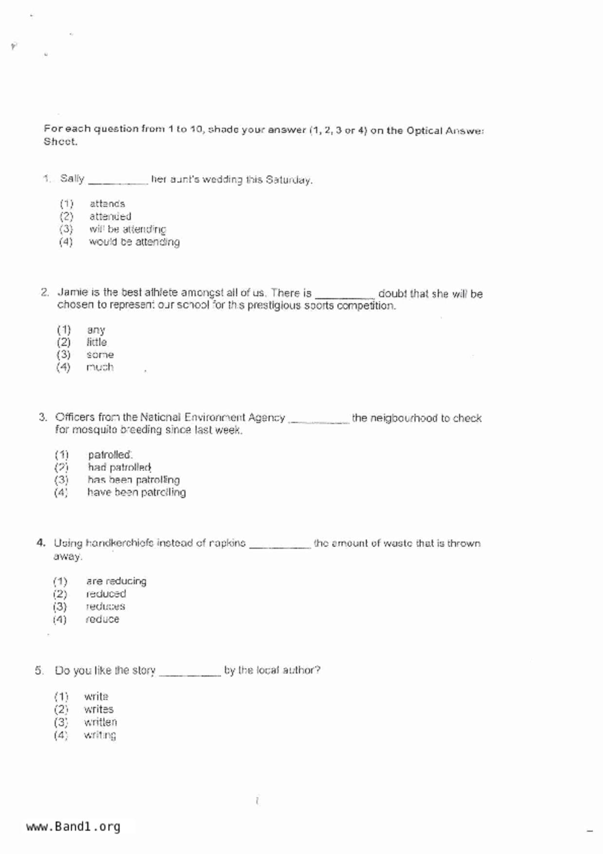 P5English試卷
