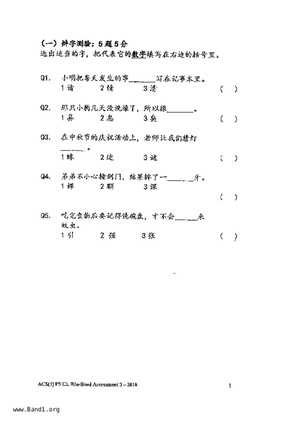 P3Chinese試卷
