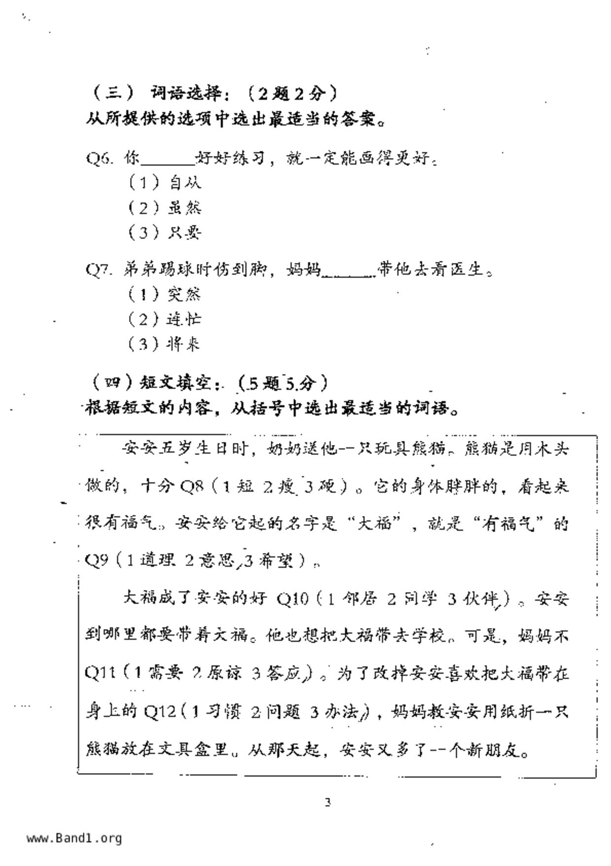 P3Chinese試卷