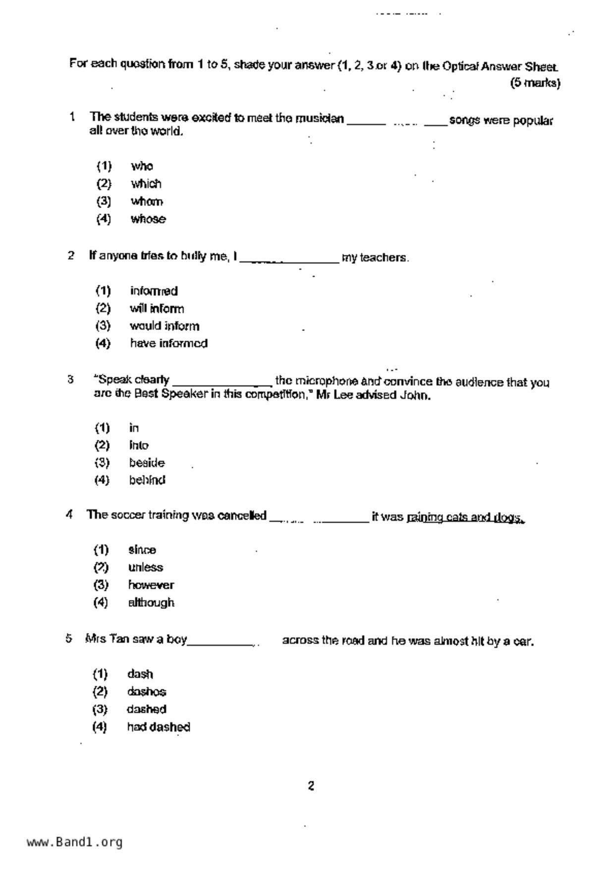 P5English試卷