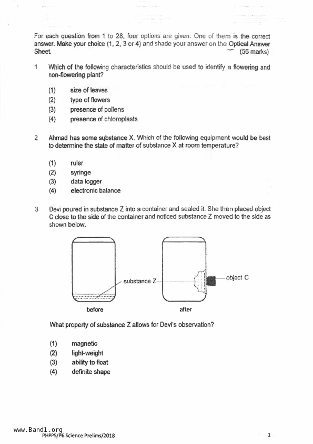 P6Science試卷