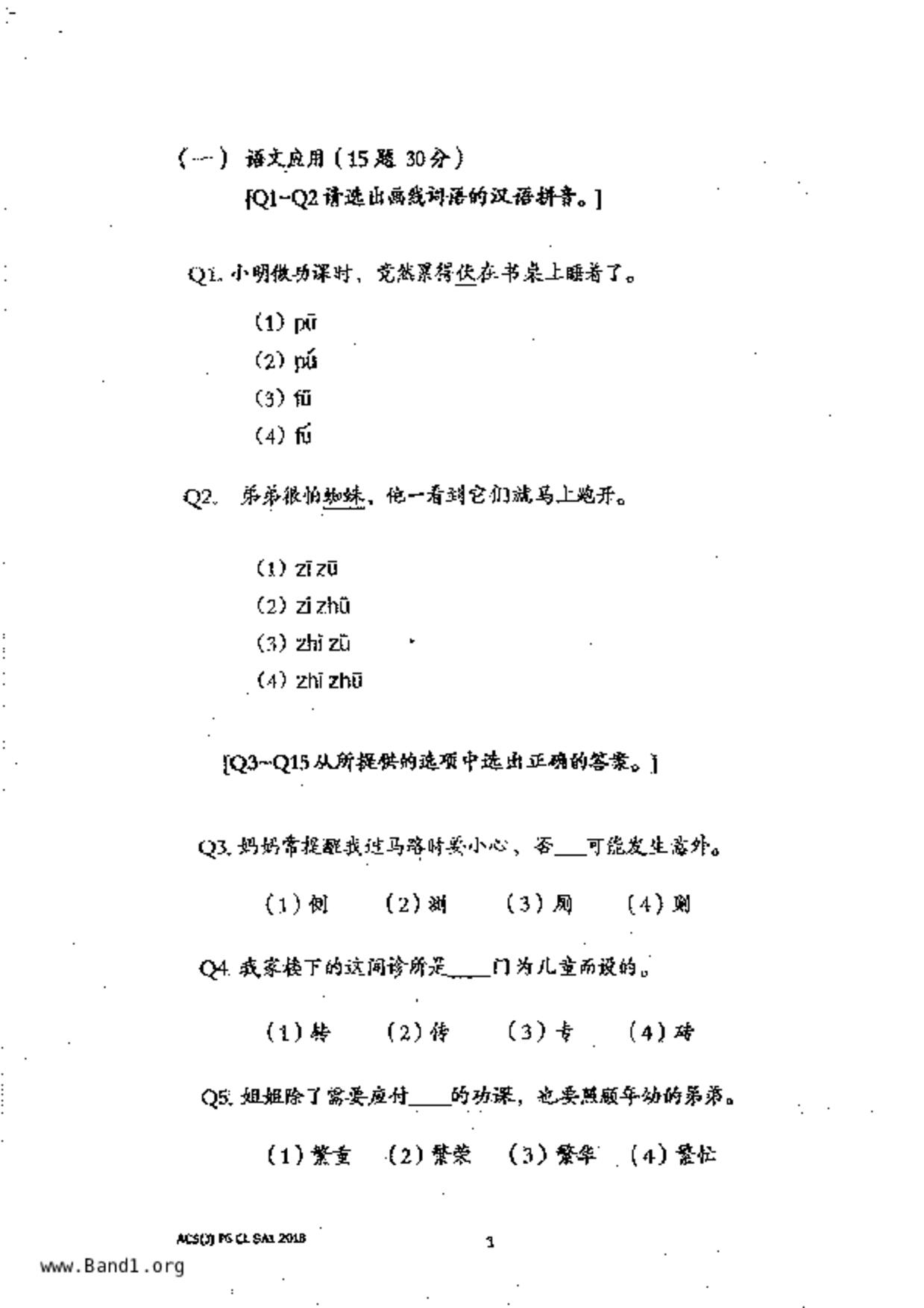 P6Chinese試卷