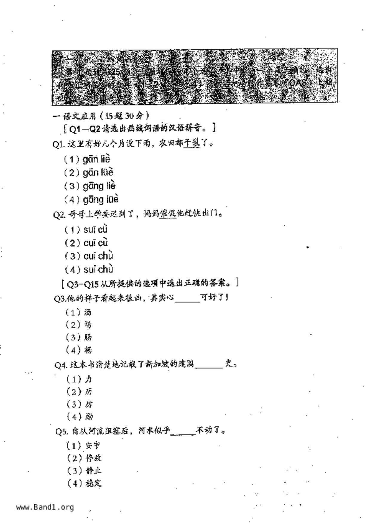 P6Chinese試卷