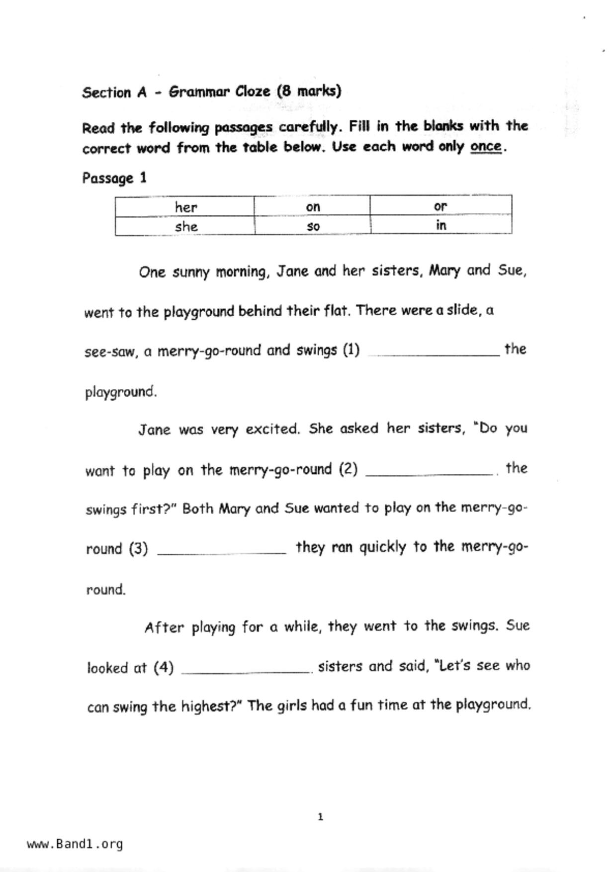 P1English試卷