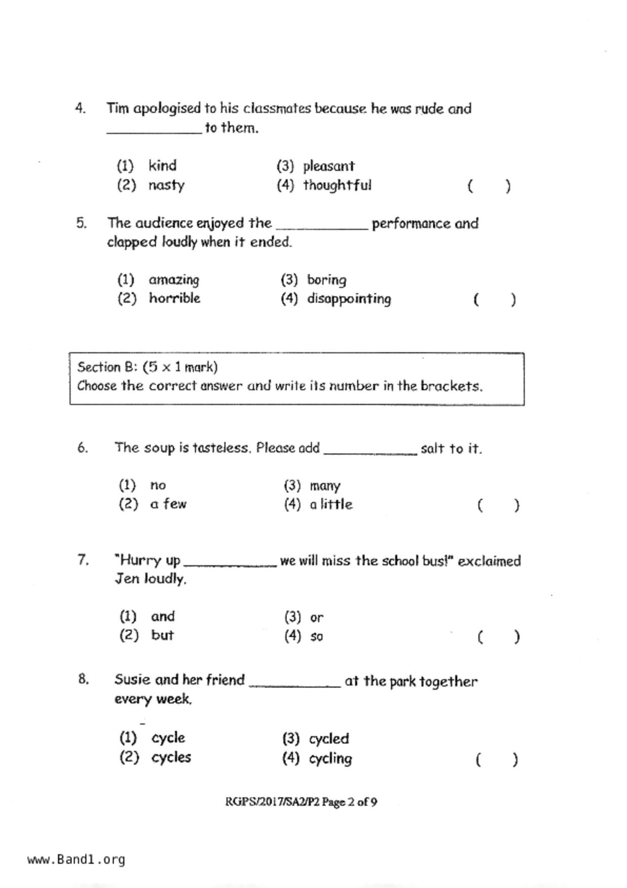 P2English試卷
