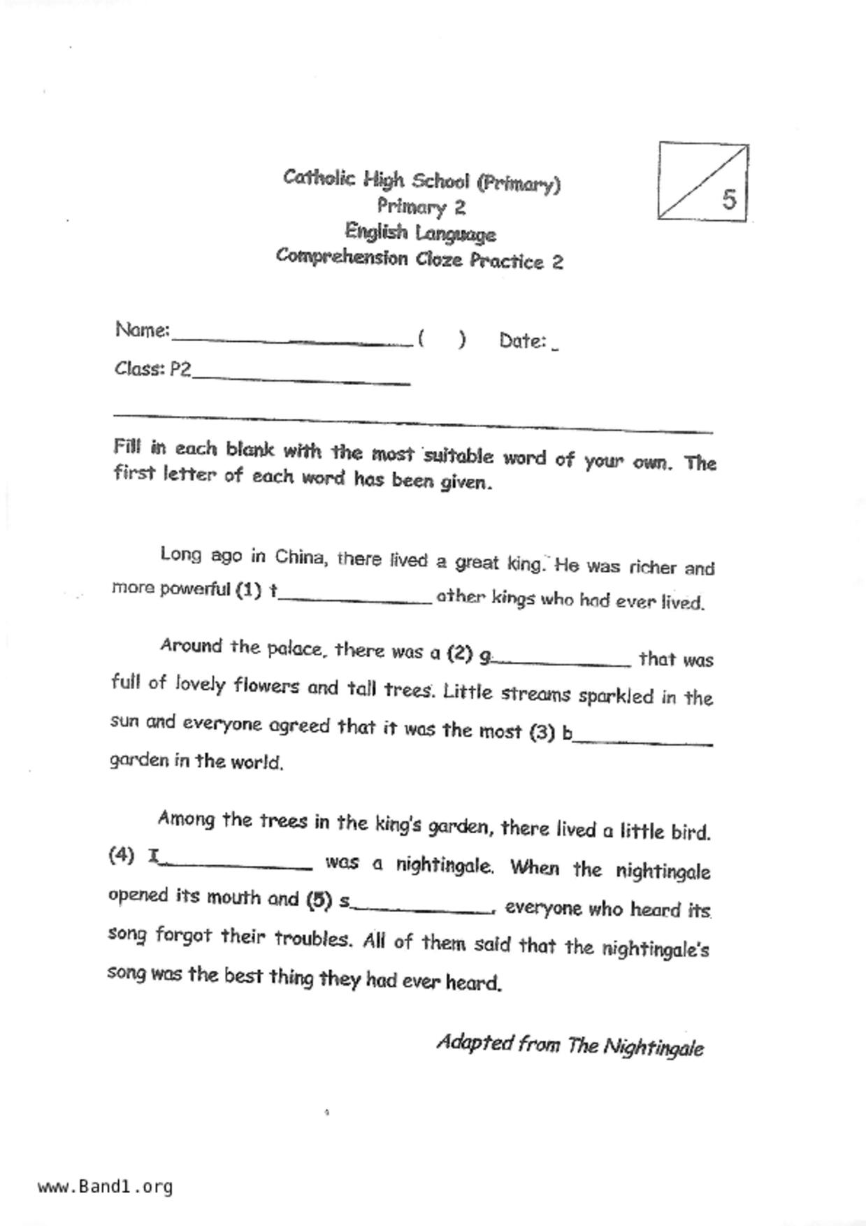 P2English試卷