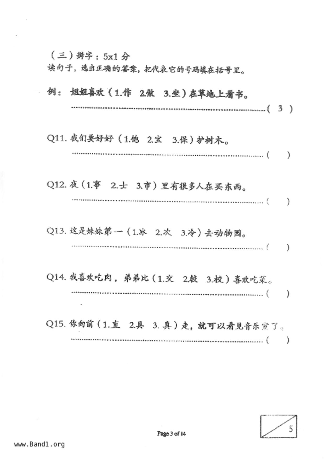 P2Chinese試卷