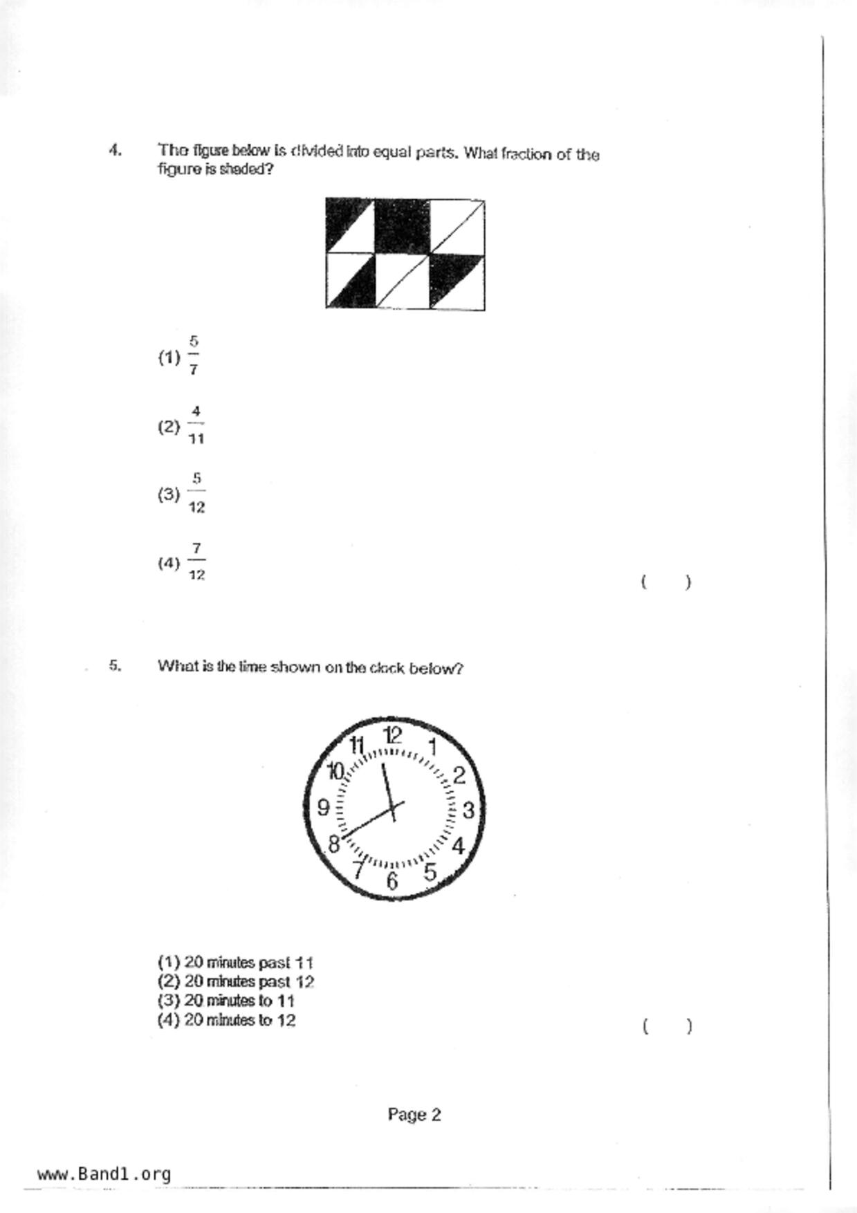 P3Maths試卷