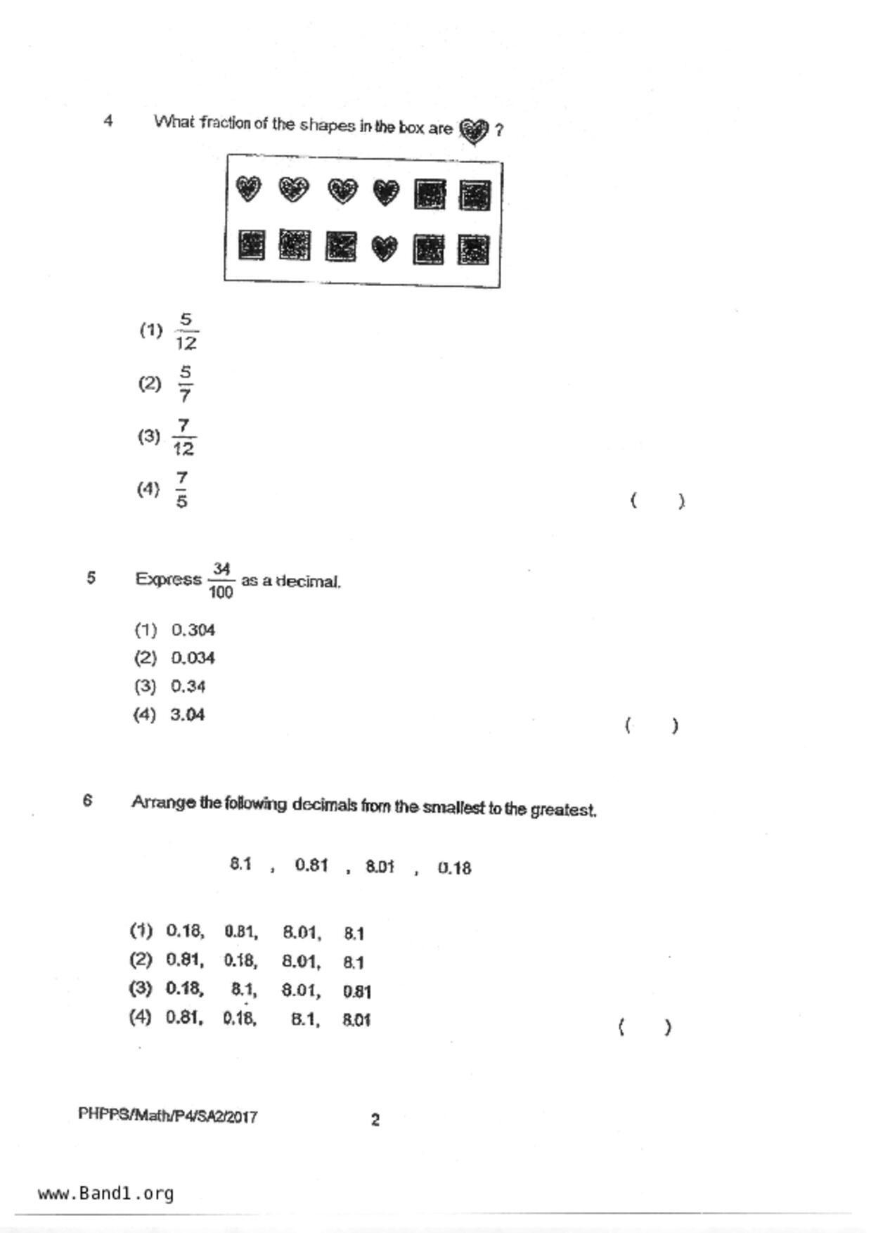 P4Maths試卷