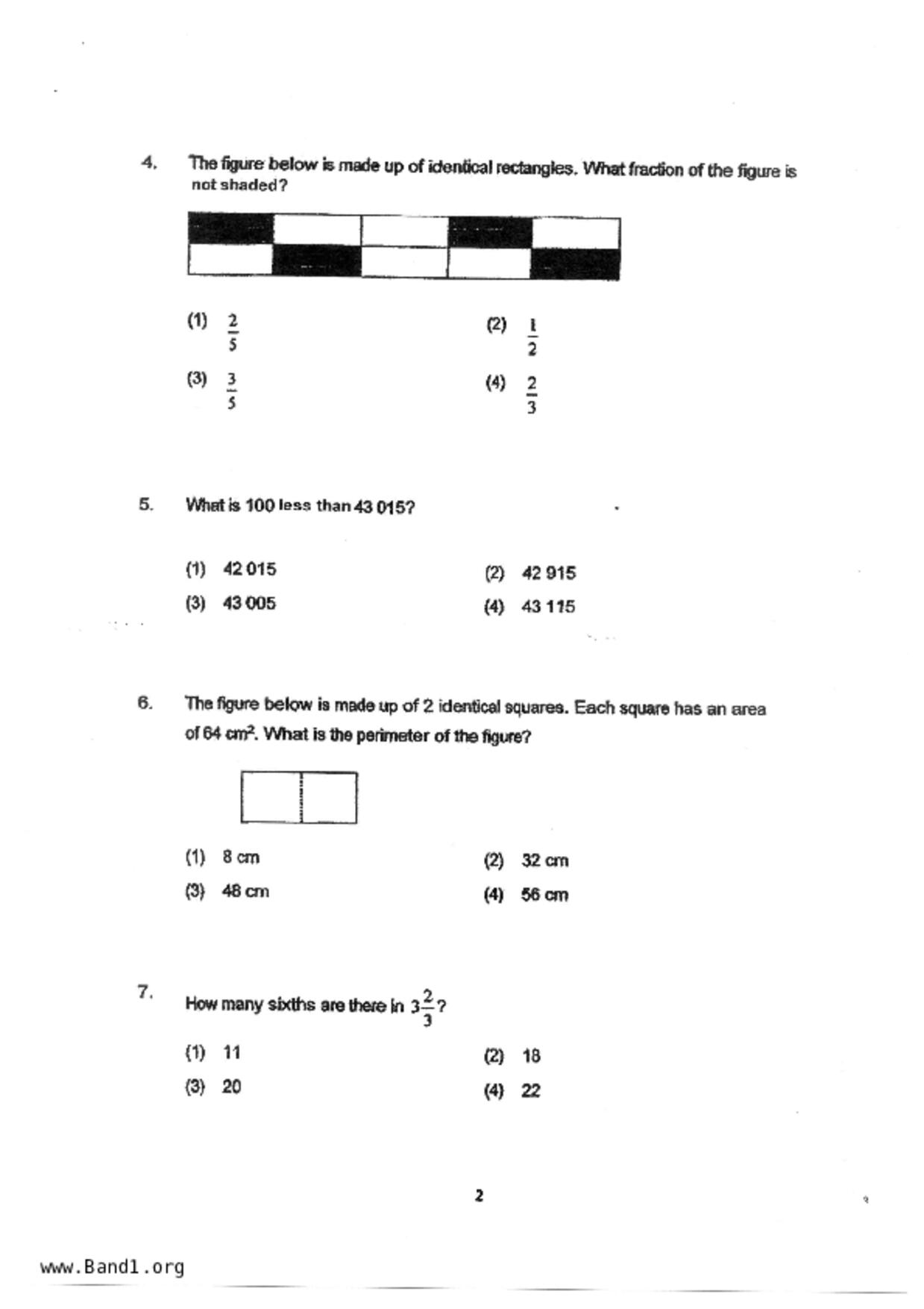 P4Maths試卷