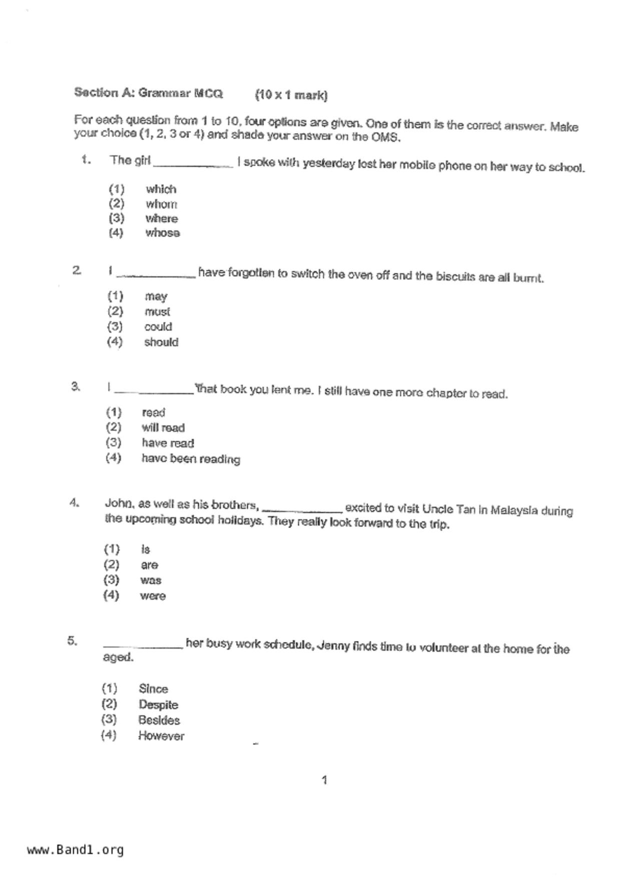P5English試卷