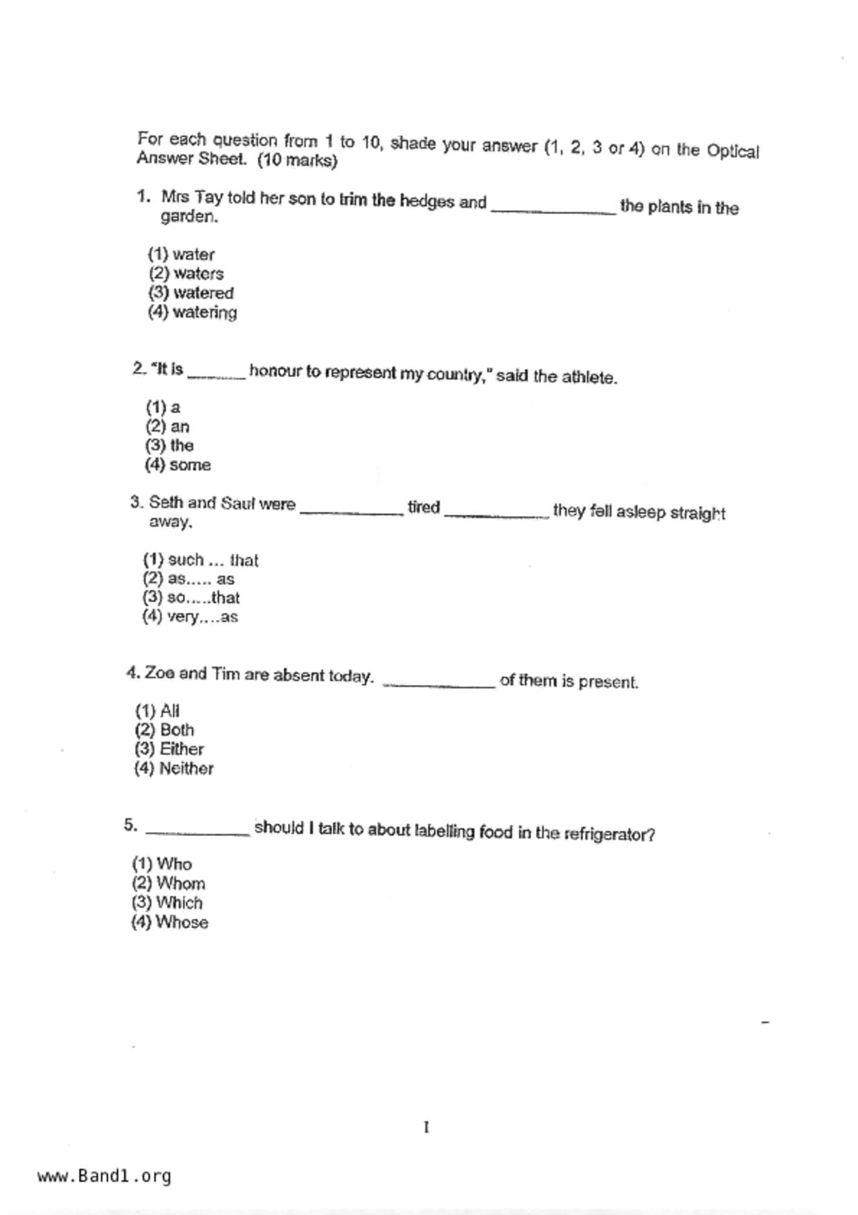 P5English試卷