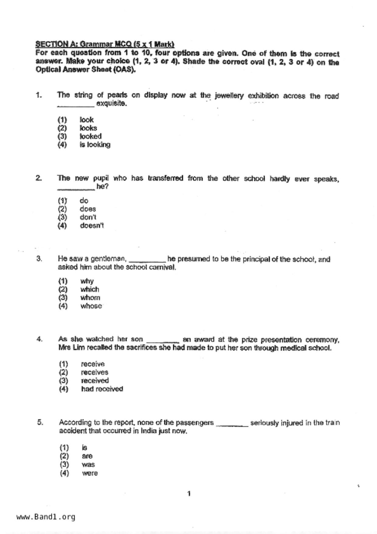 P5English試卷