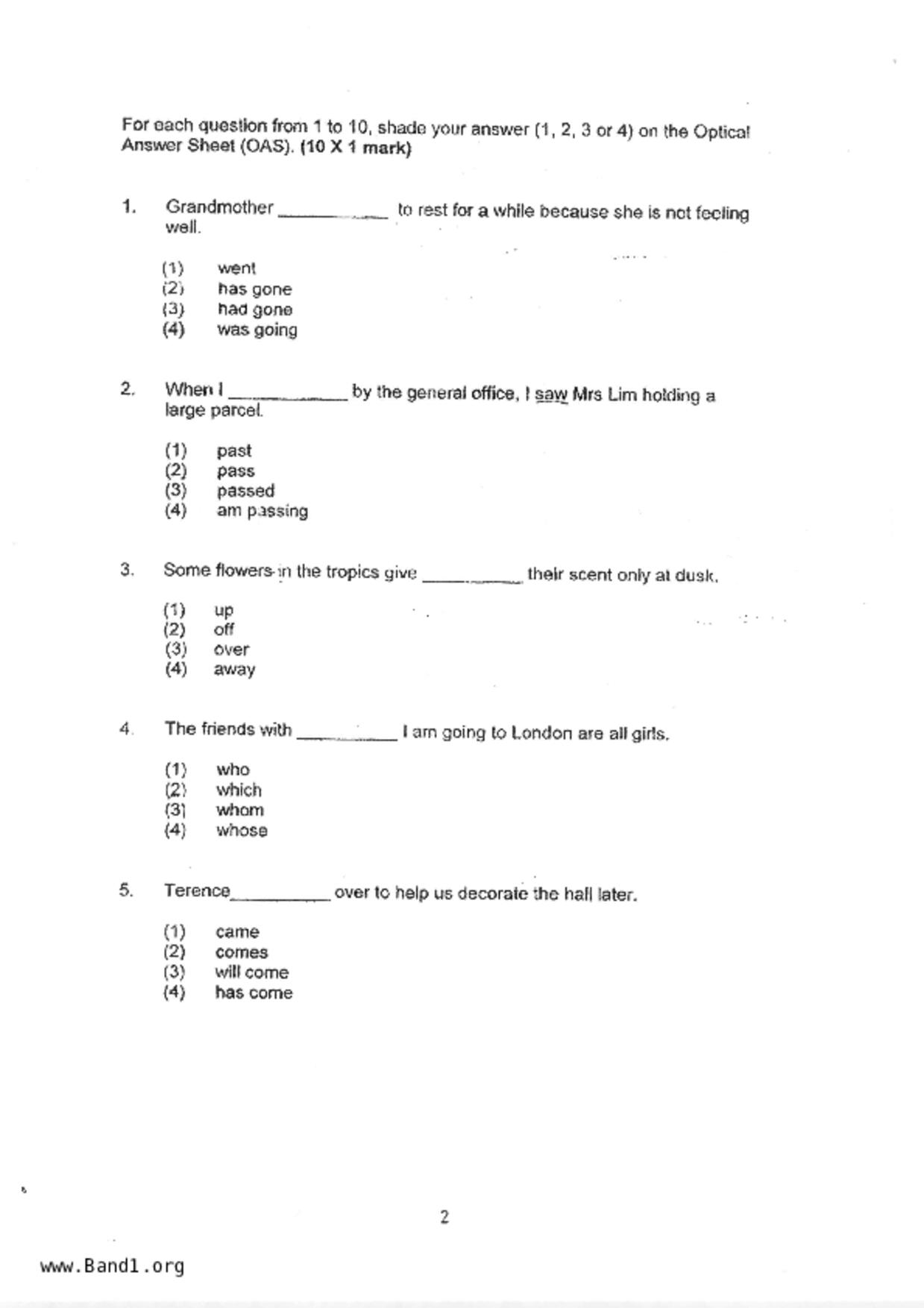 P5English試卷
