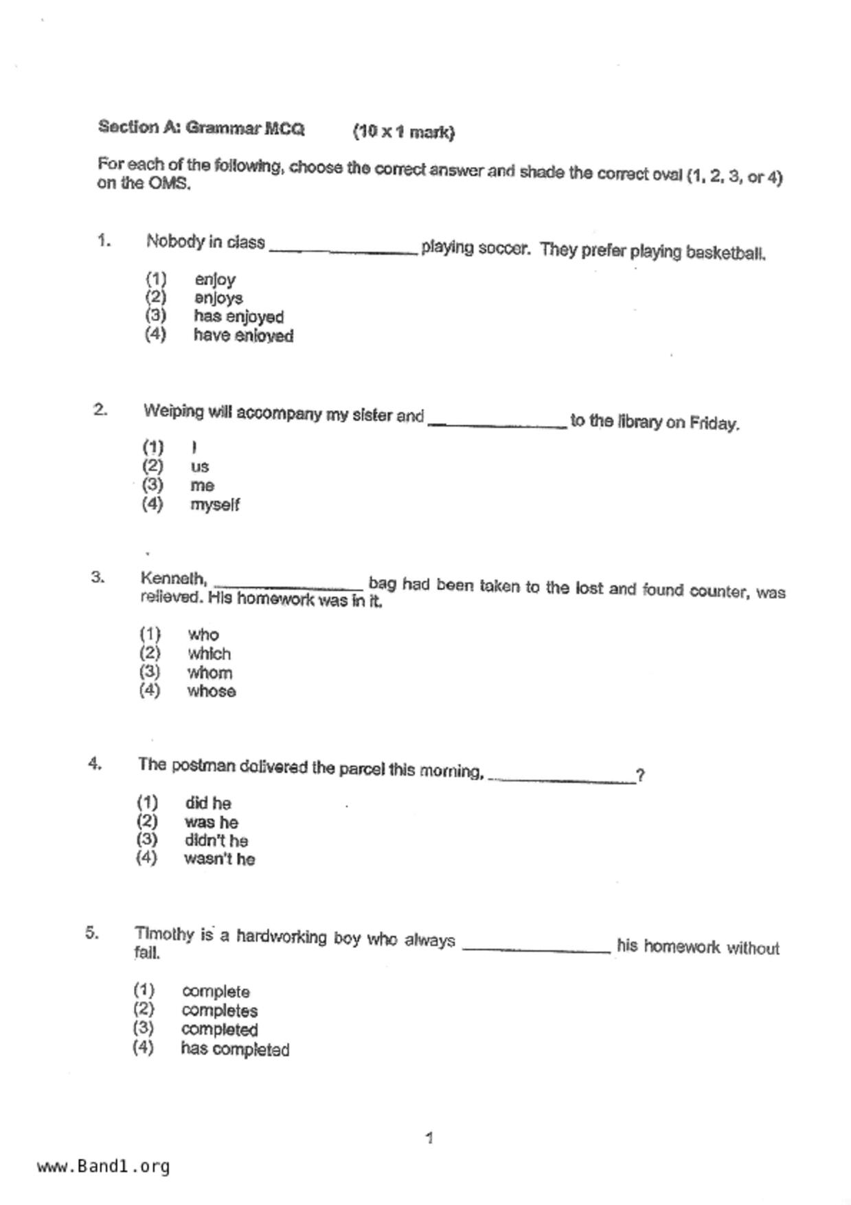 P5English試卷