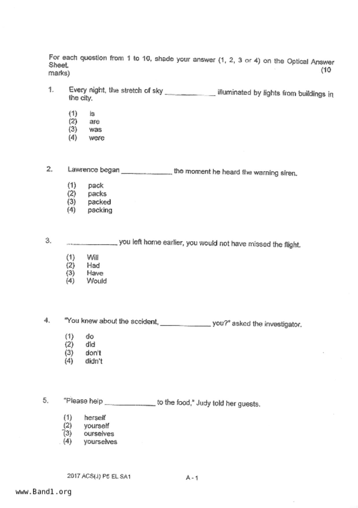 P5English試卷