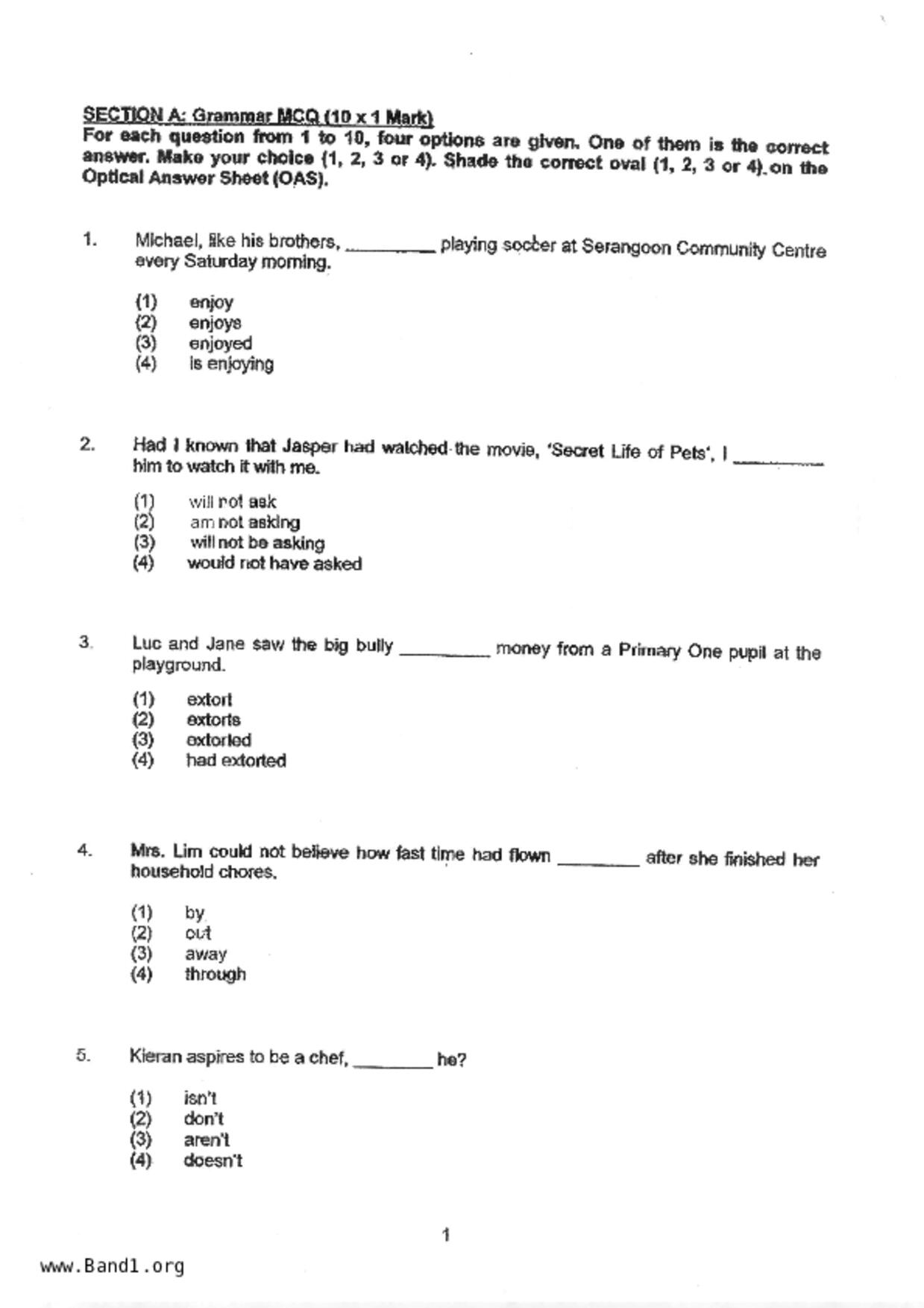 P5English試卷