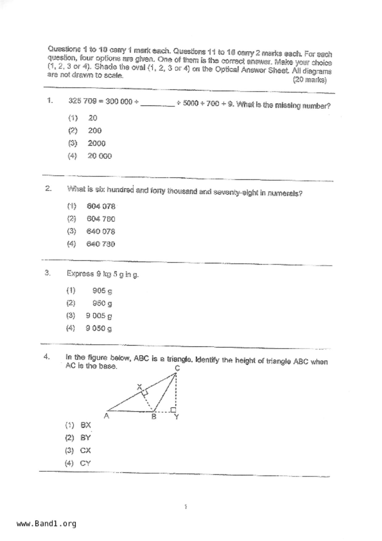 P5Maths試卷