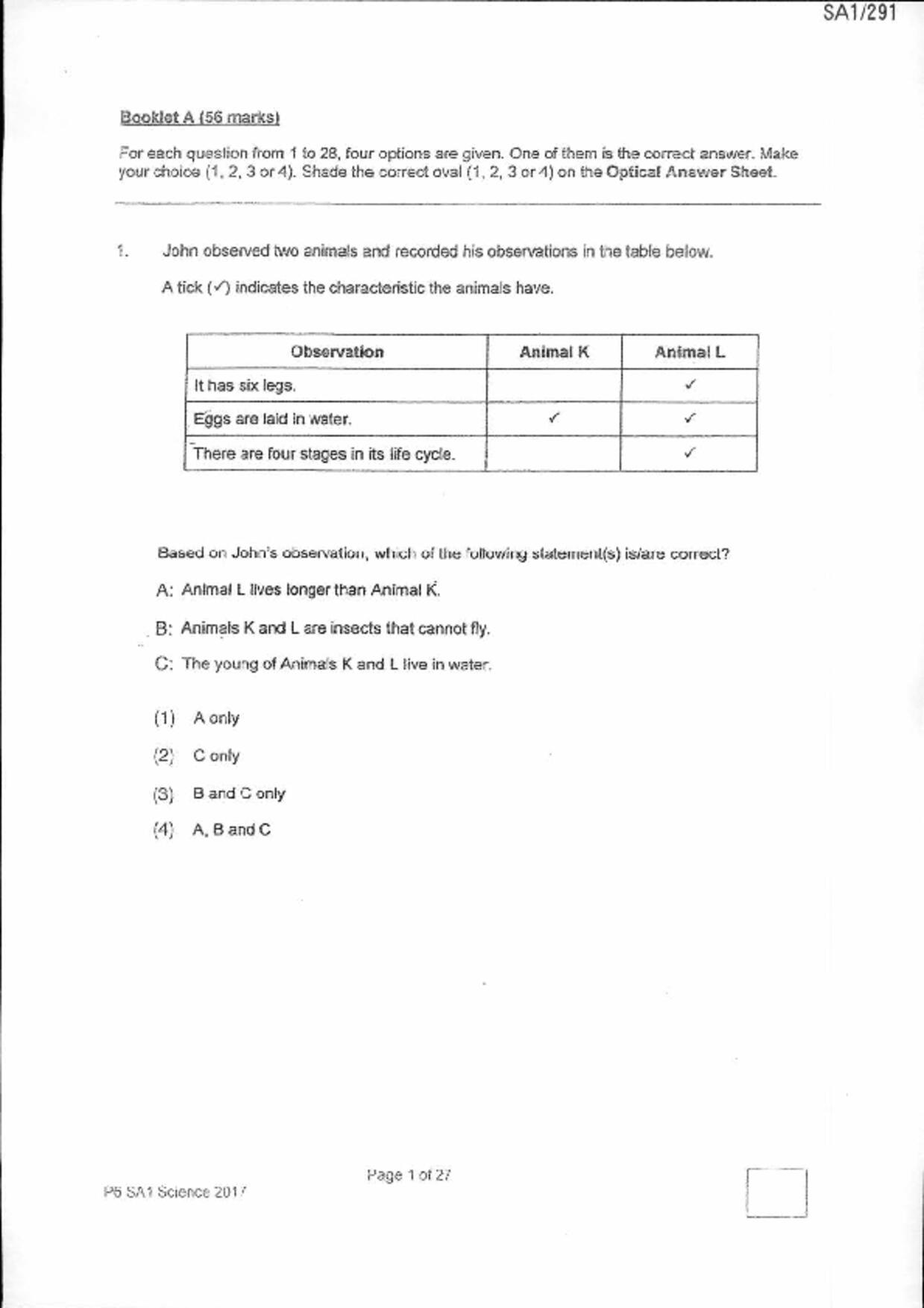 P6Science試卷