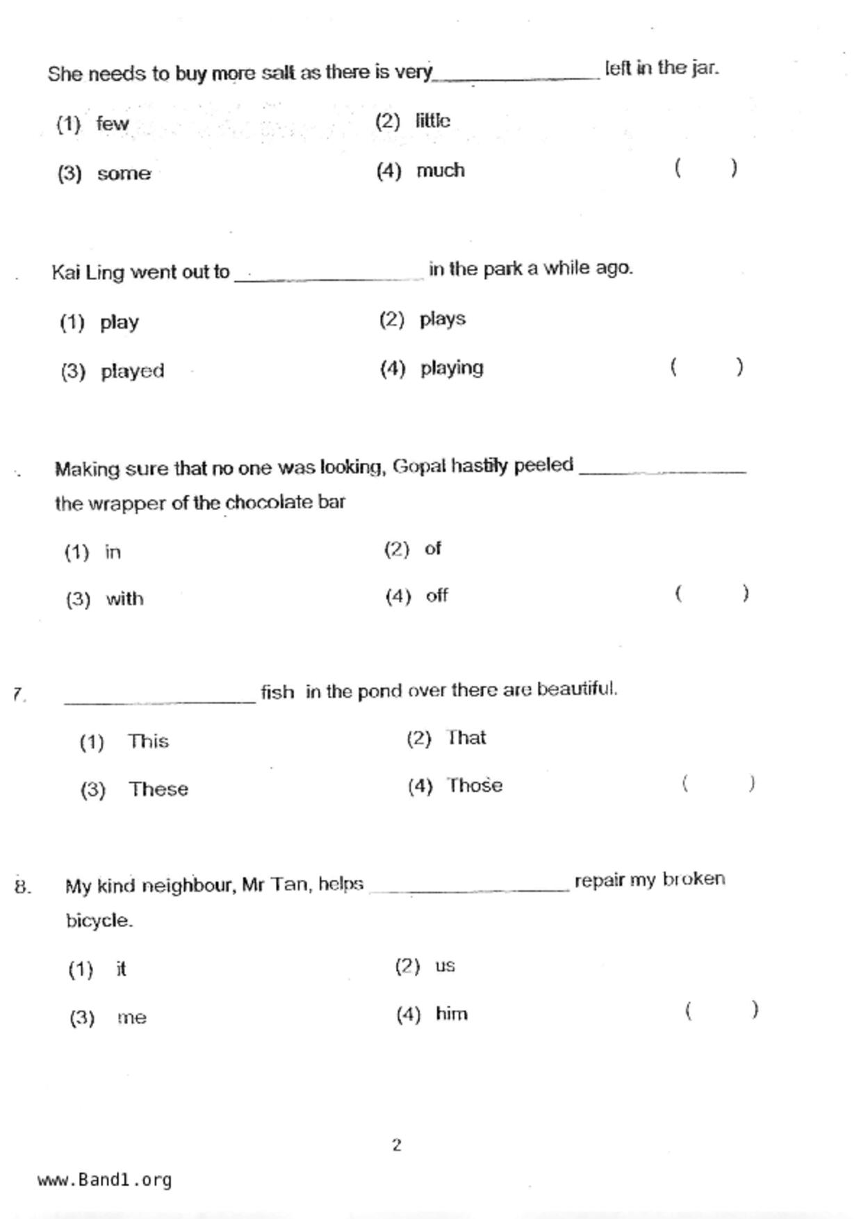 P2English試卷