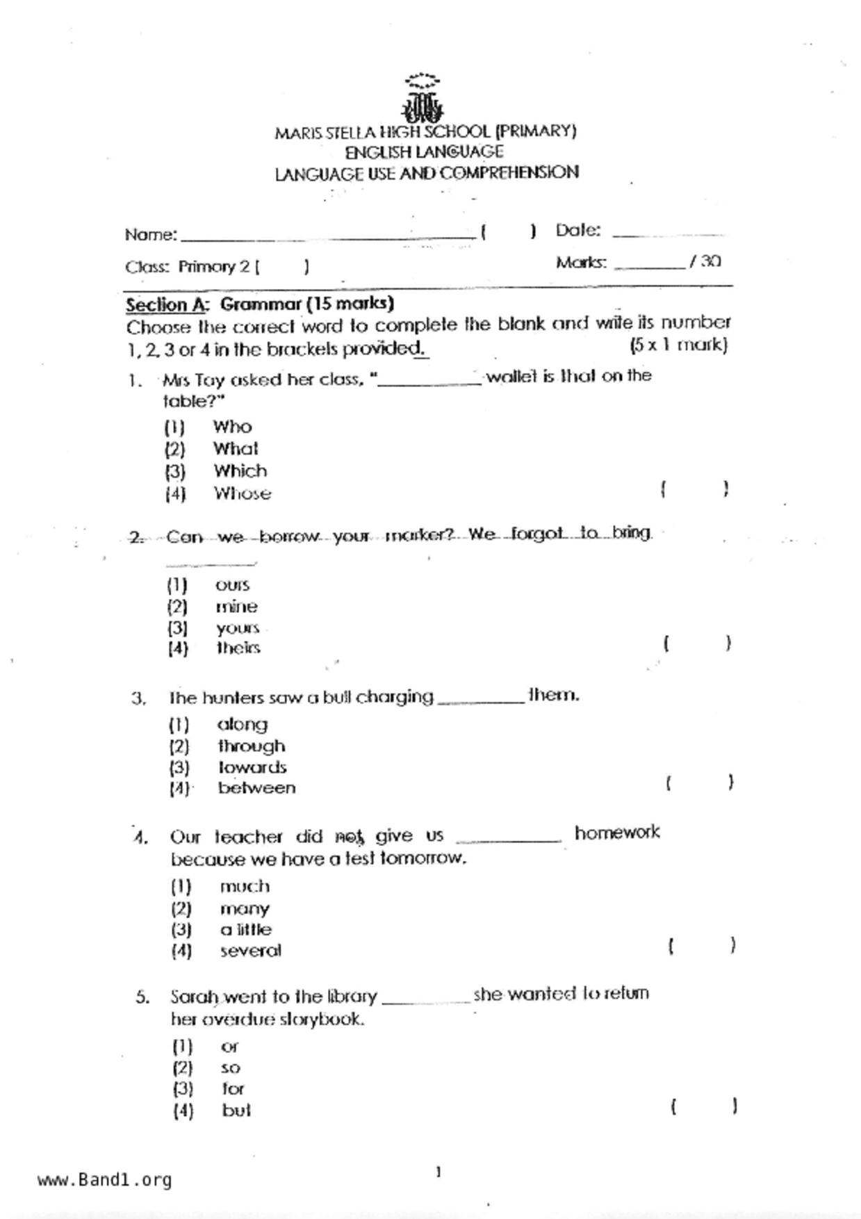 P2English試卷