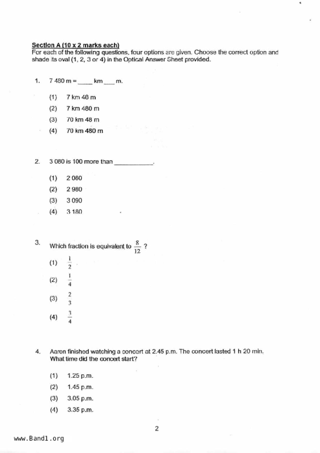 P3Maths試卷