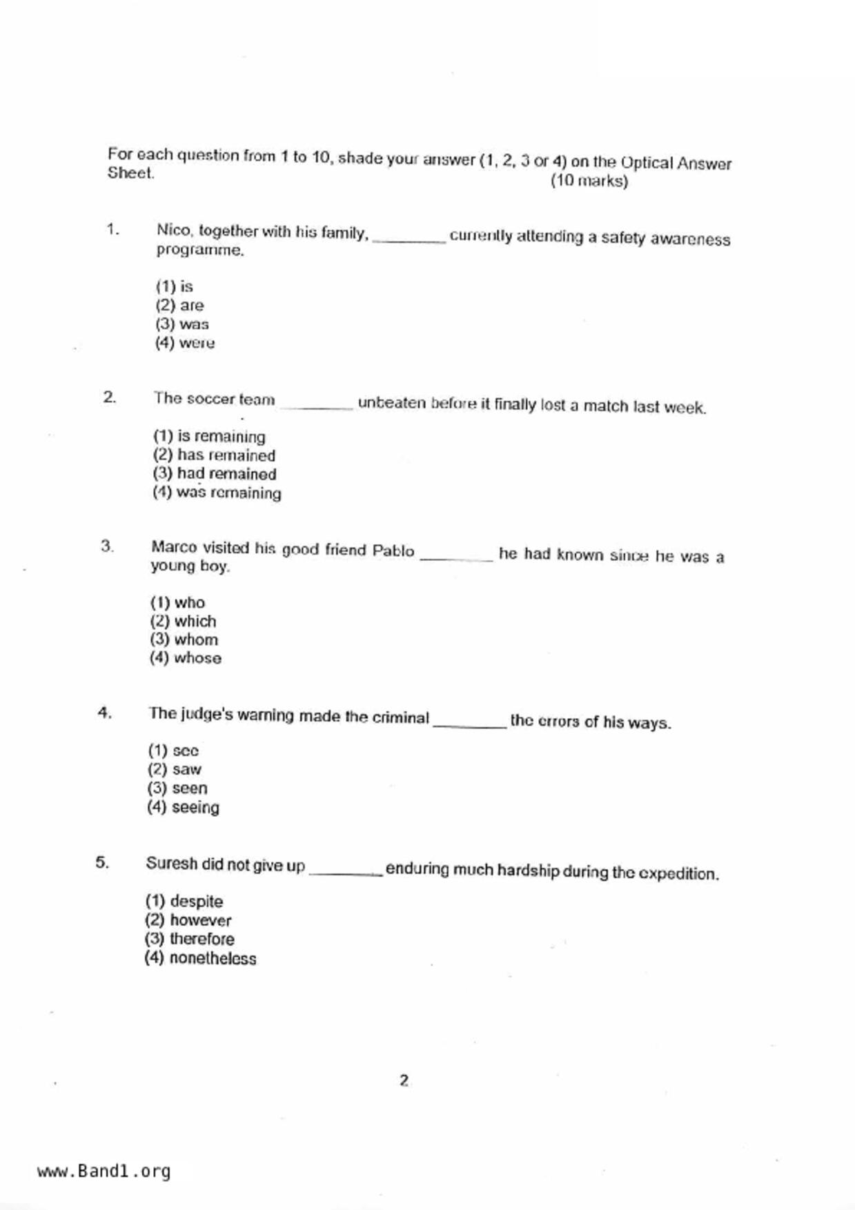 P5English試卷