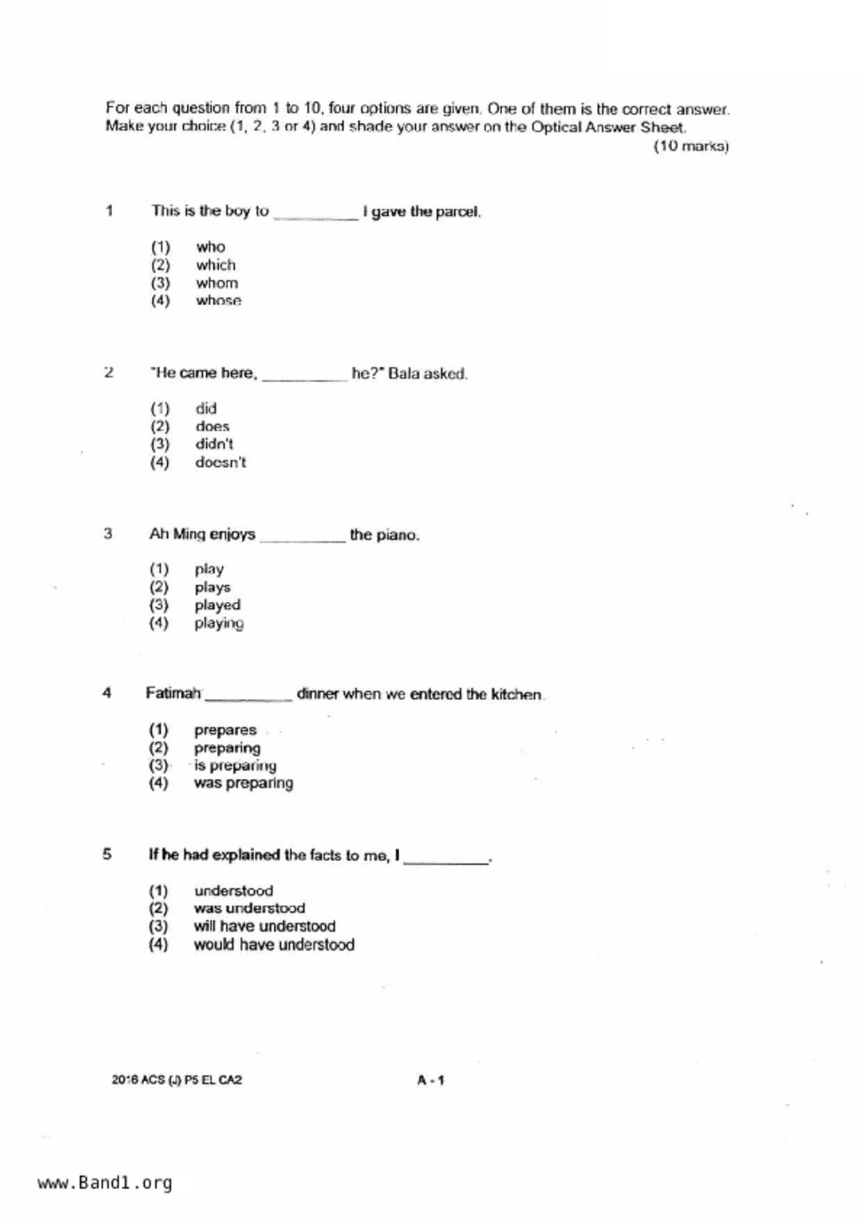 P5English試卷